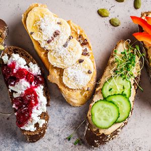 variety of healthy toast options at PureFyx